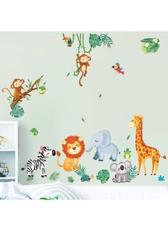 decalmile decalmile Jungle Animals Wall Decals Monkey Giraffe Elephant Wall Stickers Baby Nursery Kids Room Living Room Wall Decor  - Image 2