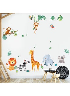 decalmile decalmile Jungle Animals Wall Decals Monkey Giraffe Elephant Wall Stickers Baby Nursery Kids Room Living Room Wall Decor  - Image 3