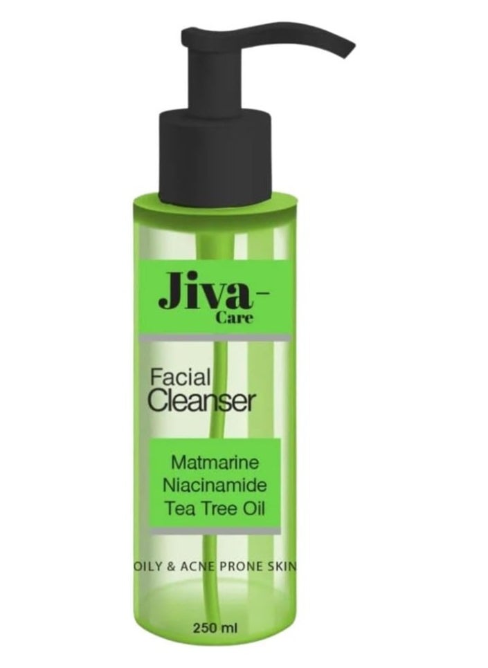 Jiva - Jiva Care Cleanser for Oily & Acne-Prone Skin 250 ML | NIacinamide & Matmarine - Tea Tree Oil| Gentle Cleansing | Hydration & Nourishment - Image 1