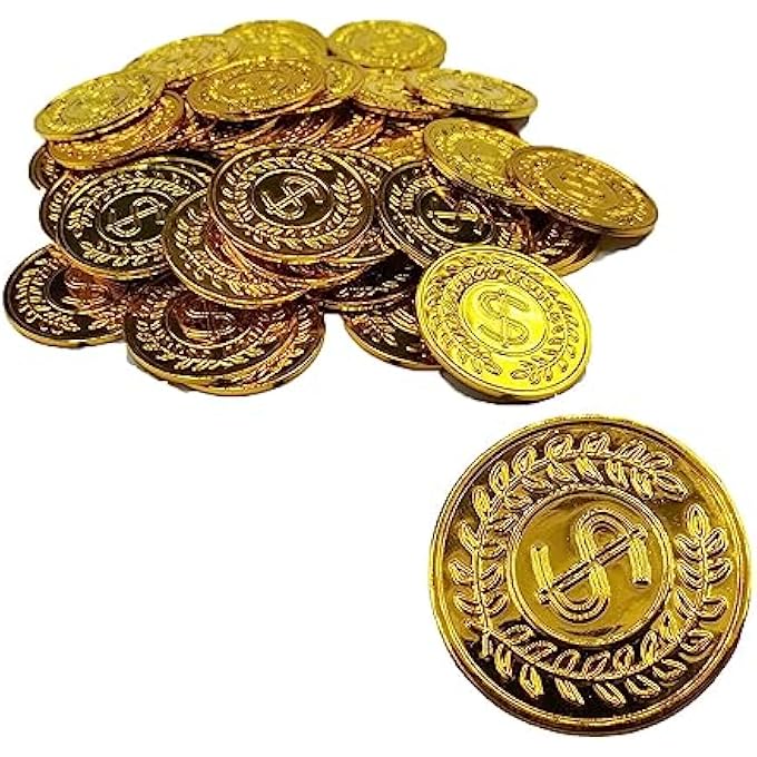ARTIFICIAL GOLD COINS 100 PIECES FAUX TREASURE CHEST MONEY TOY PROPS FOR CHILDREN PIRATE HUNTING THEME PARTY GAMES - Image 2