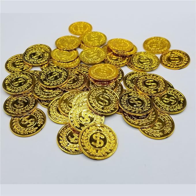 ARTIFICIAL GOLD COINS 100 PIECES FAUX TREASURE CHEST MONEY TOY PROPS FOR CHILDREN PIRATE HUNTING THEME PARTY GAMES - Image 4