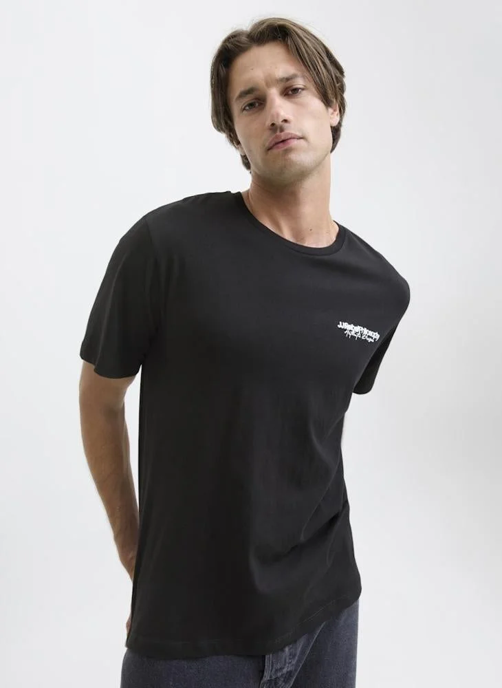 JJ Rebel Text Print Regular Fit Crew Neck T-Shirt
