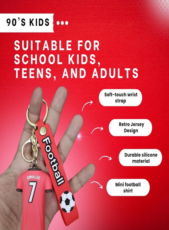 90's Kids Ronaldo Football Jersey Keychain - Red Soccer Shirt with Number 7 & Wrist Strap - Stylish Sports Accessory for Football Fans - Image 5