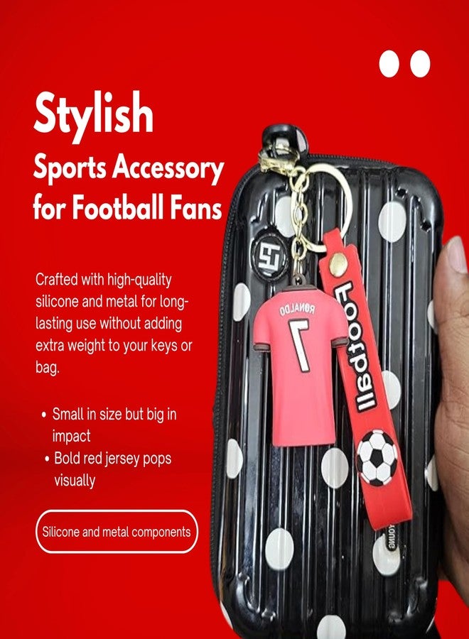 90's Kids Ronaldo Football Jersey Keychain - Red Soccer Shirt with Number 7 & Wrist Strap - Stylish Sports Accessory for Football Fans - Image 4