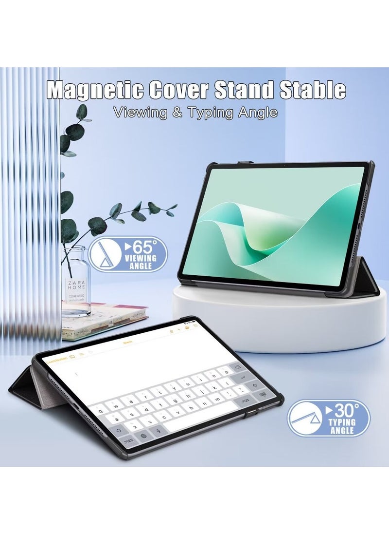 حافظة متوافقة مع جهاز Huawei MatePad 11.5S 2024 مقاس 11.5 بوصة، حافظة ذكية ثلاثية الطي، حافظة جلدية PU رفيعة بزوايا مشاهدة متعددة وغطاء كلاسيكي مع خاصية الإيقاظ التلقائي والنوم باللون الأسود