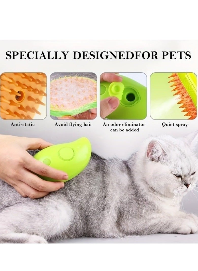 Cat Steam Brush, 3 in 1 Steamy Cat Brush, Cat Steamer Brush for Massage, Pet Hair Cleaner Brush for Cats and Dog, Eliminate Flying Hair and Tangled Hair Cat Hair Brush - Image 4