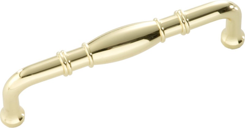 Hickory Hardware 1 Pack Solid Core Kitchen Cabinet Pulls Luxury Cabinet Handles Hardware for Doors Dresser Drawers 334 Inch 96mm Hole Center Polished Brass Williamsburg Collection