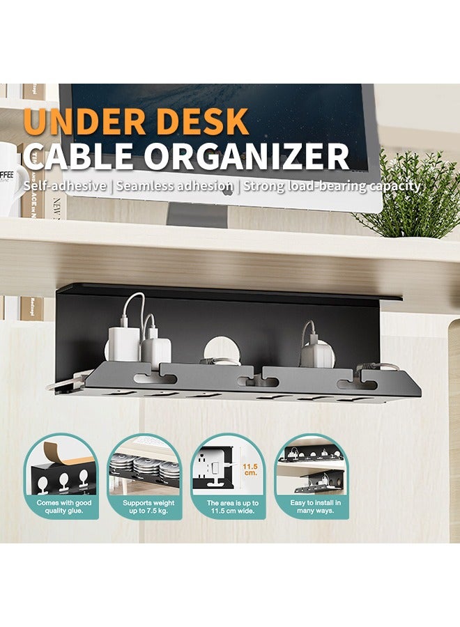 Metal Material Under Table Cable Management Tray, No Need to Drill Storage Shelf, Cable Storage Holder for Office Desk, Desk, Dressing Table, Coffee Table, Gaming Room - Image 2
