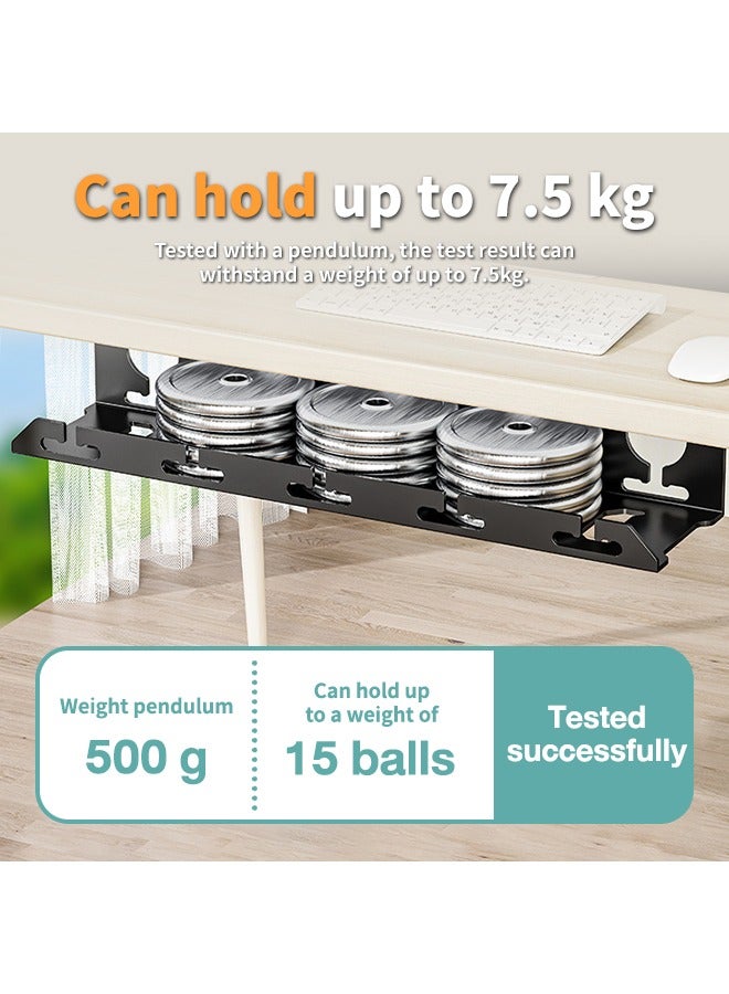 Metal Material Under Table Cable Management Tray, No Need to Drill Storage Shelf, Cable Storage Holder for Office Desk, Desk, Dressing Table, Coffee Table, Gaming Room - Image 5