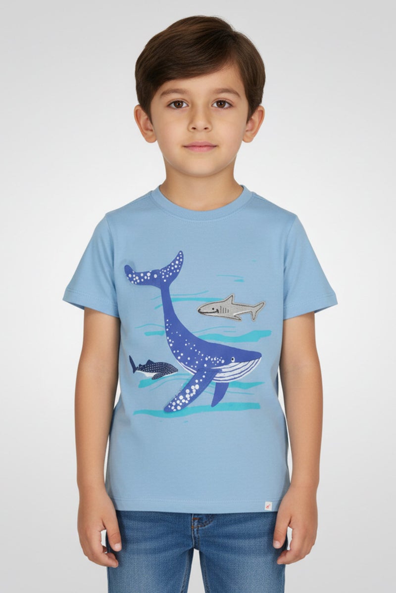 Hamleys Toddlers Boy Short Sleeve Graphic  Print T-Shirt, Light Blue - Image 1