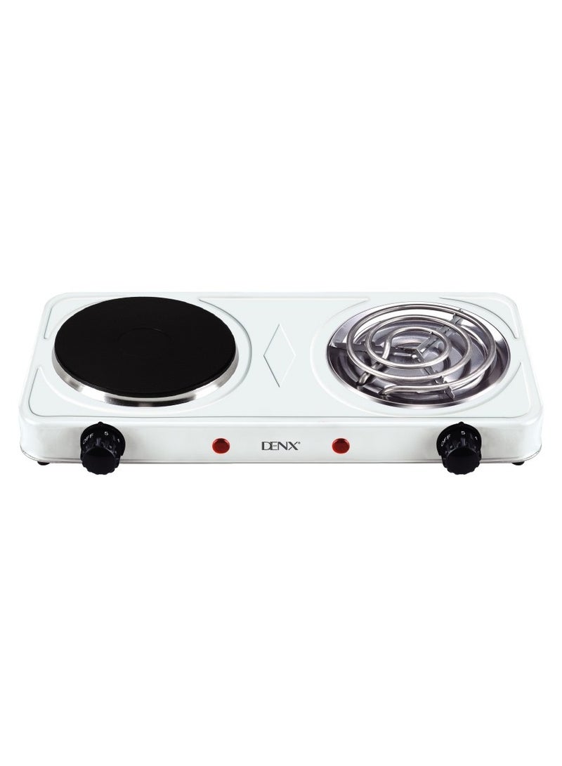 Denx Durable electric double burner with non-stick coating with overheat protection - Image 1