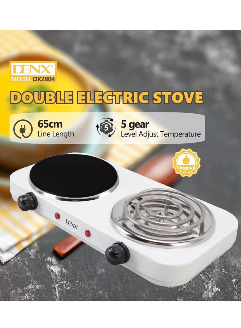 Denx Durable electric double burner with non-stick coating with overheat protection - Image 2
