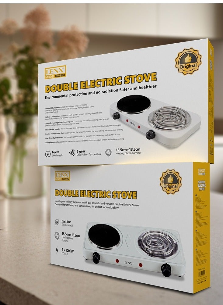 Denx Durable electric double burner with non-stick coating with overheat protection - Image 5