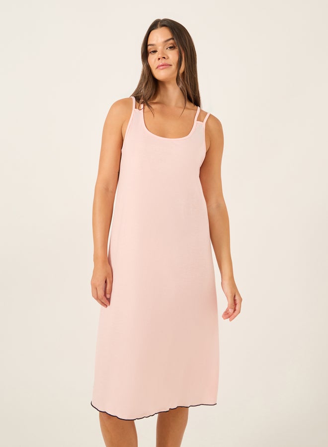 ستايلي فستان بحمالات متقاطعة وحافة متباينة - Image 2