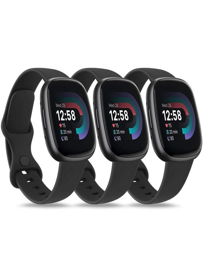 اي كي مجموعة من 3 أساور رياضية متوافقة مع ساعات Fitbit Sense 2 / Sense / Fitbit Versa 4 / Versa 3 للرجال والنساء، أساور كلاسيكية ناعمة لساعات Fitbit Sense 2 / Sense / Versa 4 / Versa 3 الذكية (كبير، 3-أسود) - Image 1