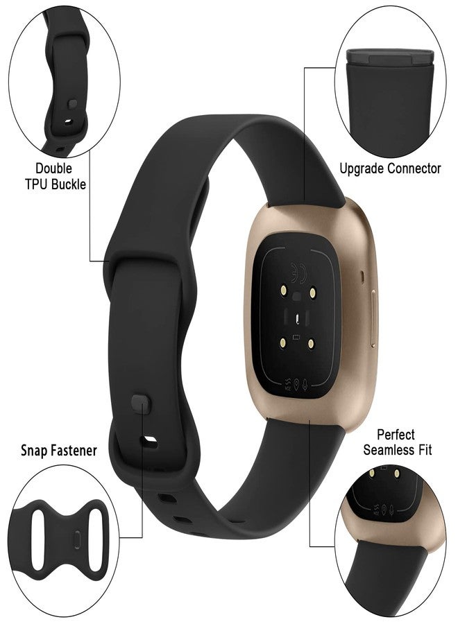 اي كي مجموعة من 3 أساور رياضية متوافقة مع ساعات Fitbit Sense 2 / Sense / Fitbit Versa 4 / Versa 3 للرجال والنساء، أساور كلاسيكية ناعمة لساعات Fitbit Sense 2 / Sense / Versa 4 / Versa 3 الذكية (كبير، 3-أسود) - Image 3