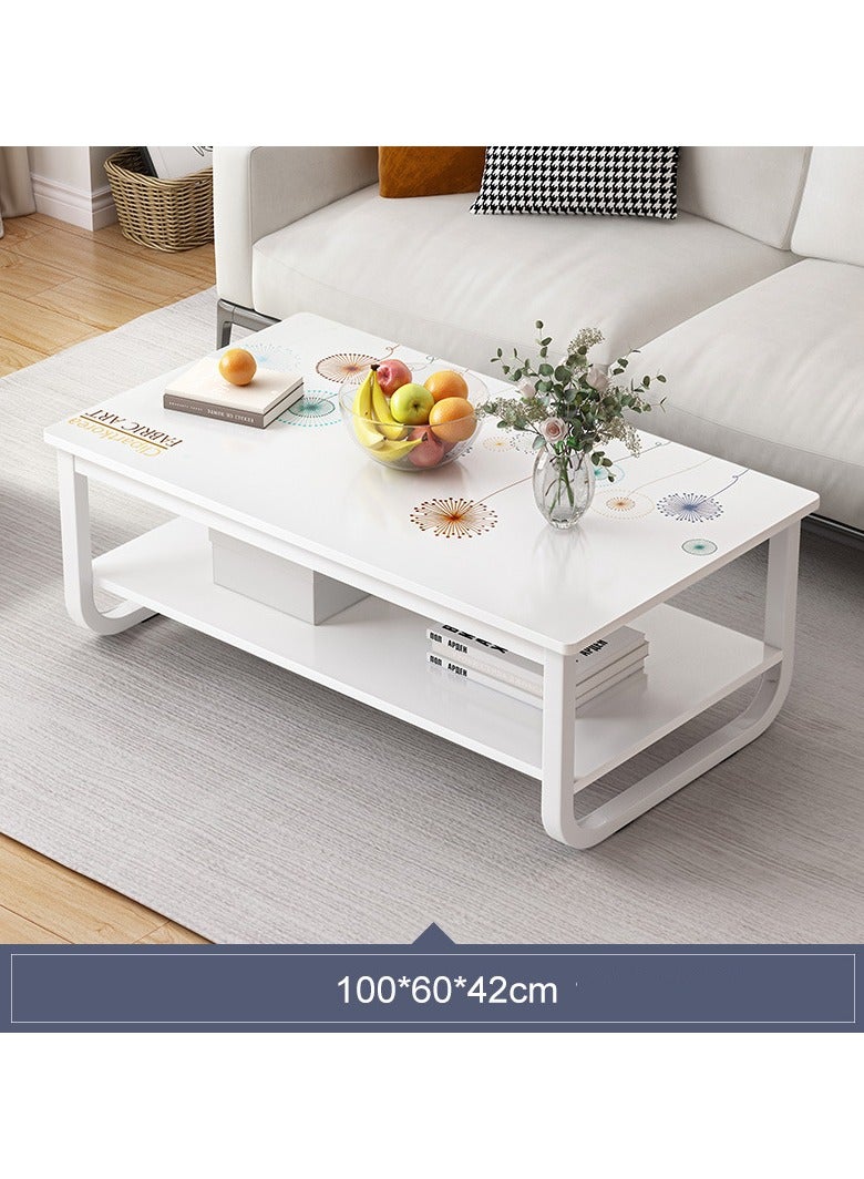 DubaiGallery Marble Effect Coffee Table, 2-Tier Side Table End Table, Space Saving Sofa Table with Storage Shelf Small Dining Table for Living Room, Balcony, Kitchen - Image 2