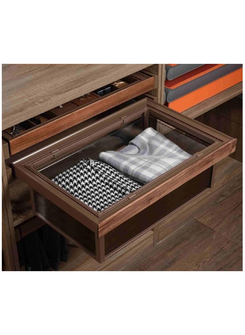 eurocliq Wardrobe Storage Box Organizer with Detachable Baskets – Pull-Out Drawer Style Closet Organizers with Glass and Storage Shelf for Bedroom Sliding for Home, Closet, Wardrobe  - Image 1