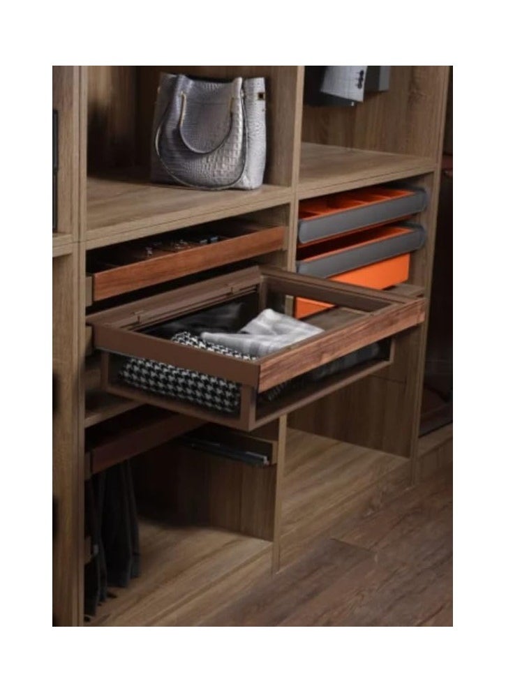 eurocliq Wardrobe Storage Box Organizer with Detachable Baskets – Pull-Out Drawer Style Closet Organizers with Glass and Storage Shelf for Bedroom Sliding for Home, Closet, Wardrobe  - Image 4