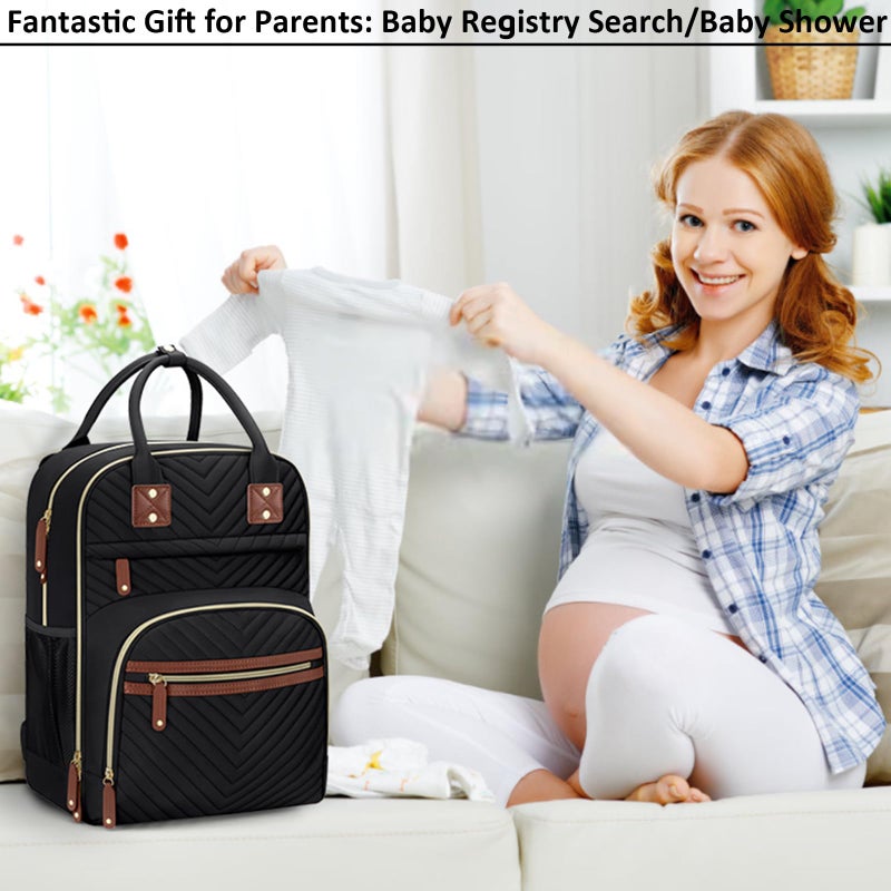 Tenot Diaper Bag Backpack for Women with Changing Pad, Baby Bag with Insulated Pockets Multifunctional Diaper Bags For Baby Girl Boy Waterproof Baby Bags For Boys Girls Maternity Bag Black - Image 5