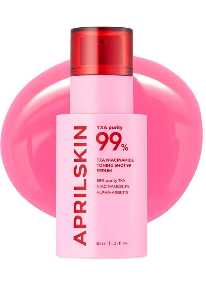 أبريل سكين TXA Niacinamide Toning Shot 99 Spicule Facial Serum｜مصل تعزيز الجلد｜99٪ حمض تراناكساميك عالي النقاء 3٪ + نياسيناميد 5٪ لنغمة الجلد غير المتساوية ، العناية بالمسام｜العناية بالبشرة الكورية｜1.01 فلور أوقية. - Image 1