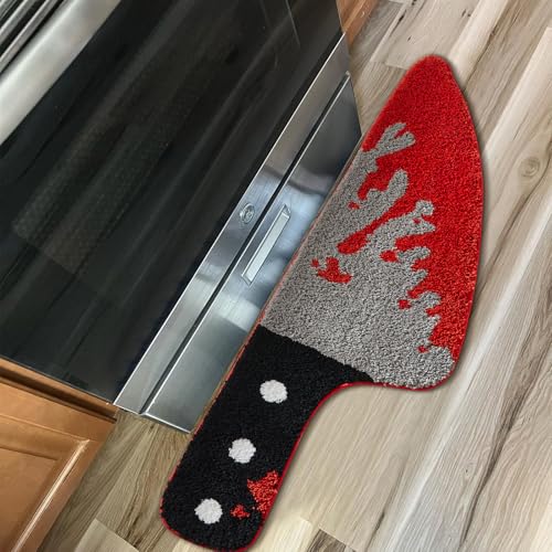 Aldopein Scream Knife Rug 18W x 45L Horror Movie Gothic Area Rubber Rugs Non Slip Machine Washable Cute Vintage Spooky Skull Halloween Accent Throw Rugs for Kitchen Bathroom Bedroom Indoor Doormat Soft - Image 1