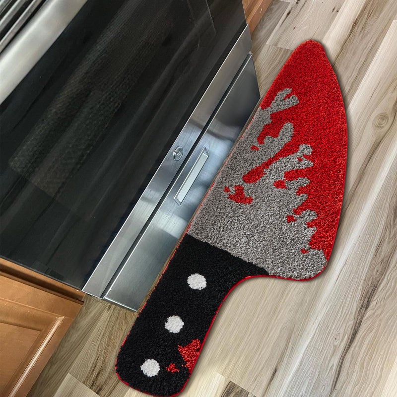 Aldopein Scream Knife Rug 18W x 45L Horror Movie Gothic Area Rubber Rugs Non Slip Machine Washable Cute Vintage Spooky Skull Halloween Accent Throw Rugs for Kitchen Bathroom Bedroom Indoor Doormat Soft - Image 2