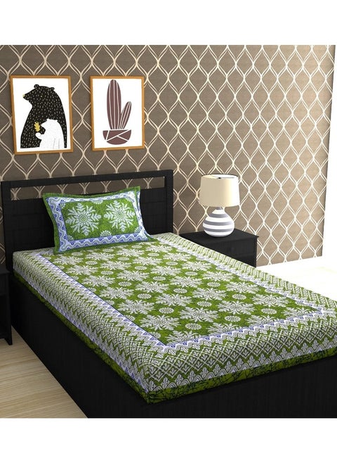 Urban MagicÂ®104 TC 100% Cotton Jaipuri Printed Single Bedsheet