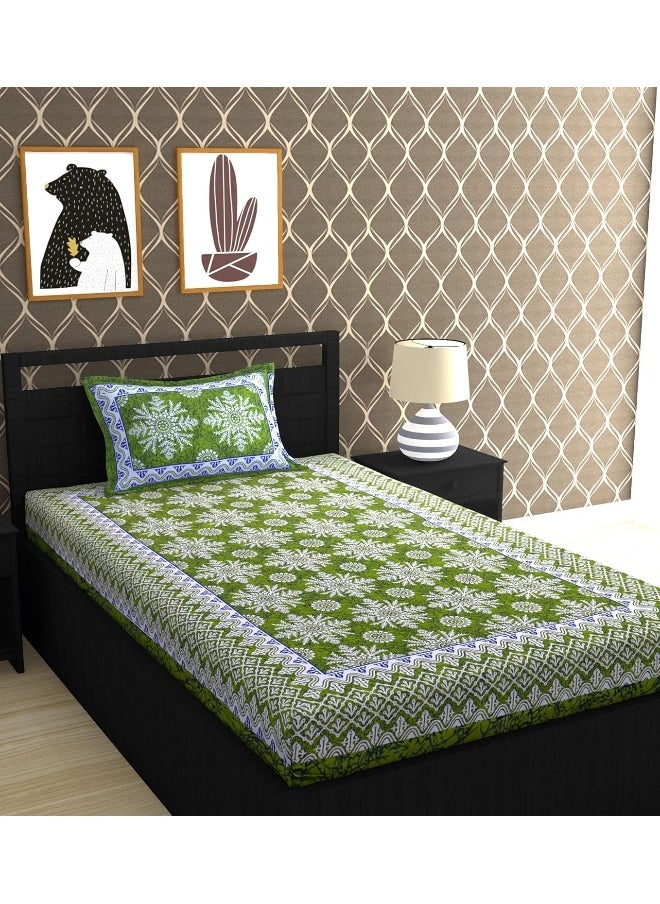 Urban Magic - Urban MagicÂ®104 TC 100% Cotton Jaipuri Printed Single Bedsheet - Image 1