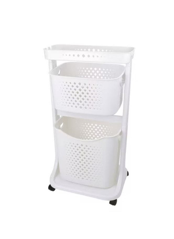 Dream Zone - 2-Tier Laundry Basket with Wheel Rolling Sorter Hamper for Kitchen Bedroom Bathroom - Image 1