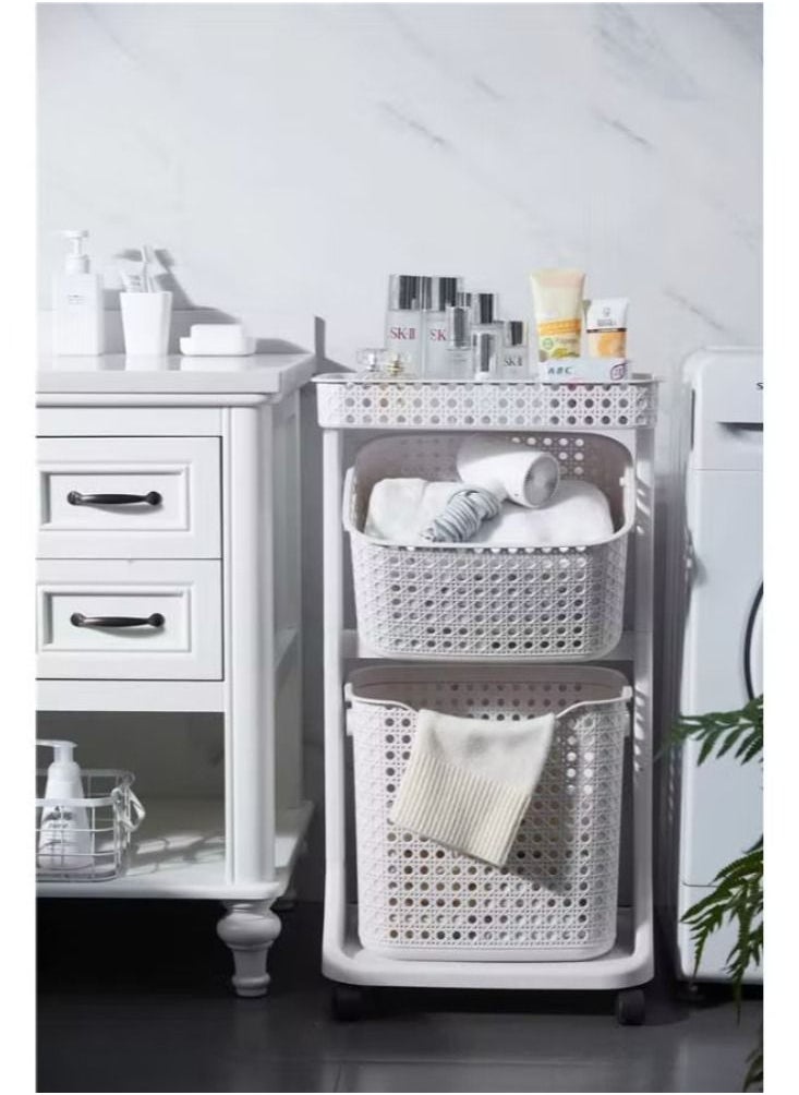 Dream Zone - 2-Tier Laundry Basket with Wheel Rolling Sorter Hamper for Kitchen Bedroom Bathroom - Image 1