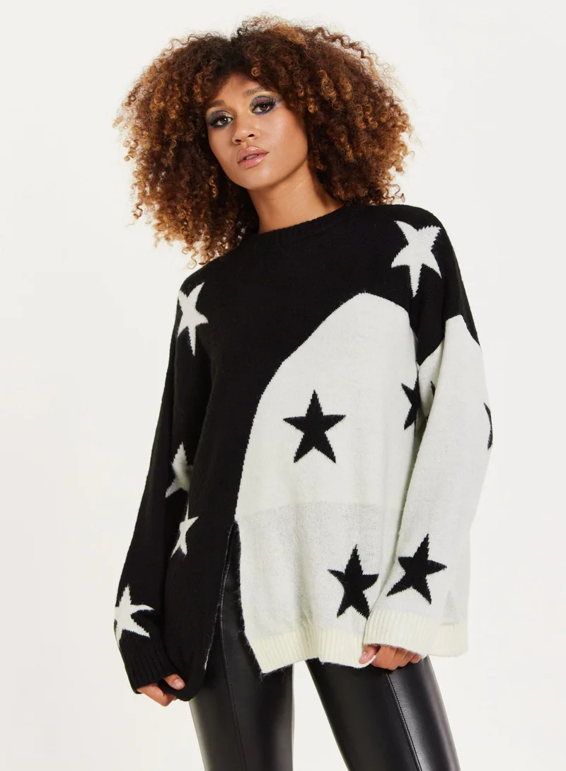 Monochrome Star Jumper With Slit Details
