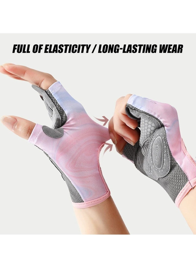 GO 1 Pair Women Workout Gloves, Non-Slip And Shock-Absorbing Half-Finger Mittens, For Fitness Lifting Climbing Exercises Palm Protector - Image 3