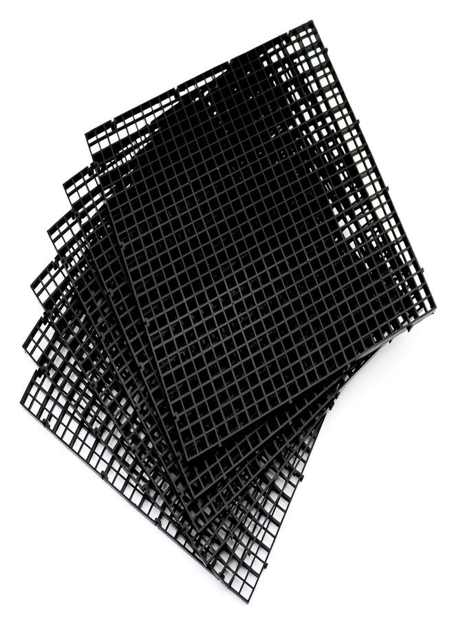 ALEGI Aquarium Fish Tank Divider Plastic Egg Crate Aquarium Filter Bottom Tray Plastic Grid (L 6pcs Black) - Image 1