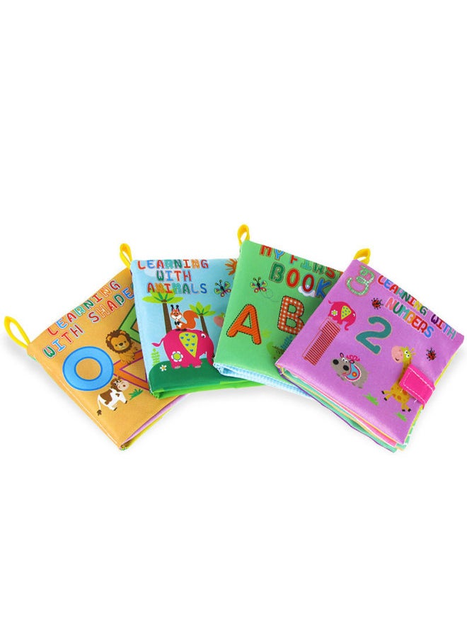 Three-dimensional Baby Cloth Book 0-3 Years Old Early Childhood Toys English Palm Book Animal Digital Cognition Baby Cloth Book-Color:CP1384 Four Models Set (opp Bag)  - Image 1