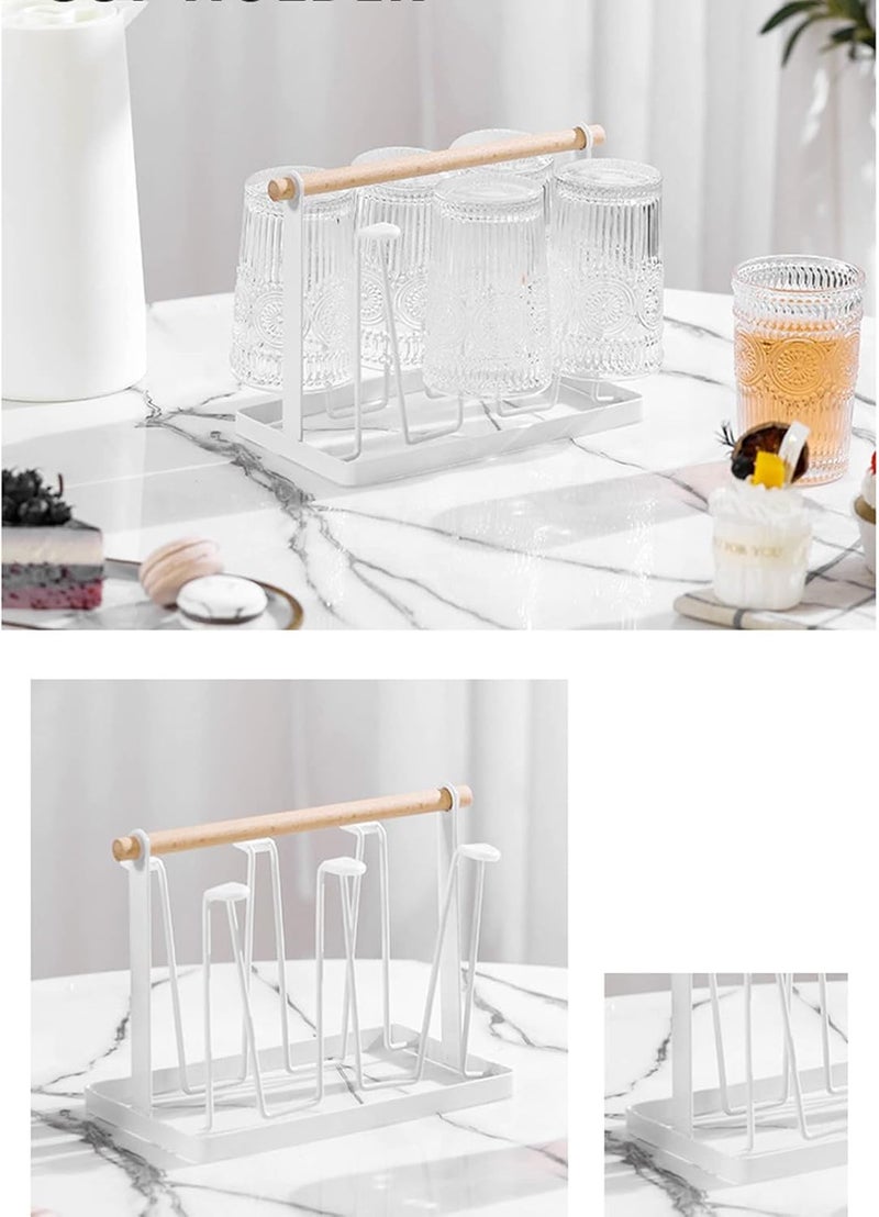[Ideal for various demands] Semme Cup Drying Rack with 6 Hooks Space Saving Wooden Handle Electroplating Iron Art for Home and Office (White) Assorted natural tone picks New arrival Space saving design picks Rare market product Home & travel essential Chemical free Gulf climate fit One piece build Medium weight Category flagship Treated anti-rust metal User feedback upgraded quality Integrated practical design Cross product compatible Cross part assemble fit Renewed new edition Globally trusted quality Transit & use compatible Elegant appearance Fit Saudi festive occasions Daily universal pick General standard crafted Trendy versatile build Special bargain price - Image 5