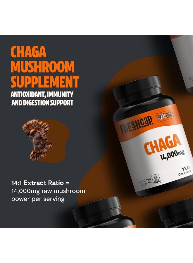 FreshCap Mushrooms Chaga Capsules - Antioxidant, Digestive Health, Immune Support - 120 Capsules (60 Servings) - Dual Extracted - Wild Harvested and Organic Supplement - Image 2