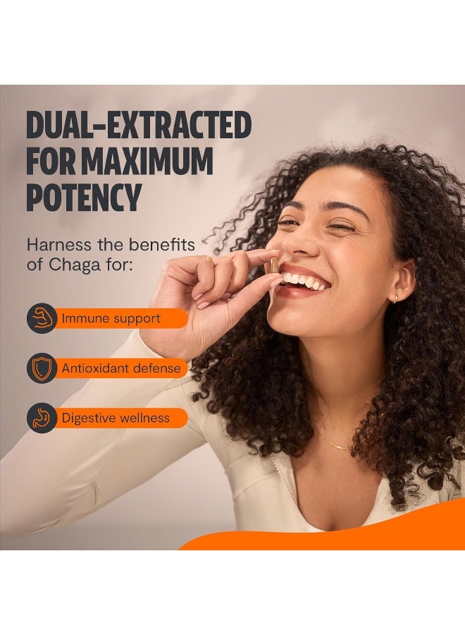 FreshCap Mushrooms Chaga Capsules - Antioxidant, Digestive Health, Immune Support - 120 Capsules (60 Servings) - Dual Extracted - Wild Harvested and Organic Supplement - Image 4