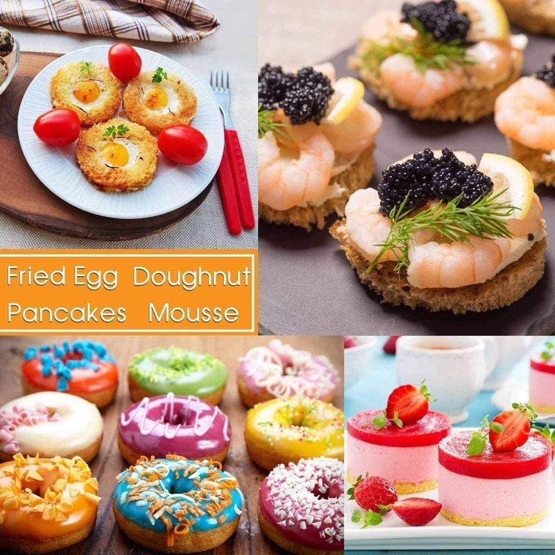 ENTRAXA 5Pcs Biscuit Cutter Set Stainless Steel Round Cookies Cutter Fondant Cutters with Handle for Cutting Thick or Thin Dough Stainless Steel Baking Tools Set Yuan - Image 5