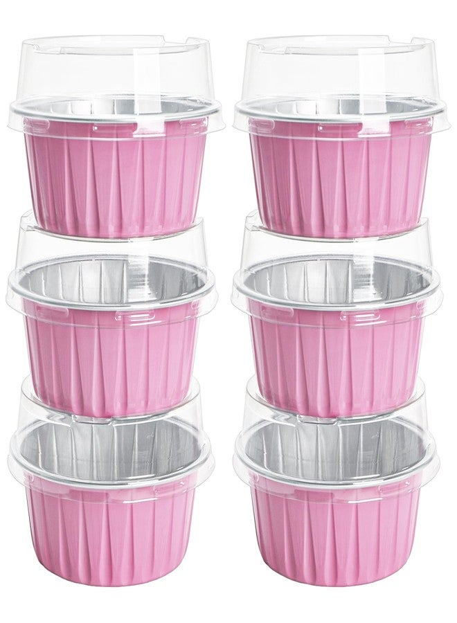 DEAYOU 100 Pack Aluminium Foil Baking Cups, 5oz Mini Cake Pans with Lids and Spoons, Disposable Ramekin Cupcake Liners, Pie Tins Muffin Pan for Wedding, Party, Valentine, Girls' Day, Women's Day, Pink - Image 5