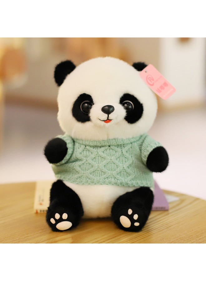 Cute Panda Dolls Wearing Clothes Plush Toys Friend Gifts From Sichuan Travel Souvenir Claw Machine Dolls Soft Short Fur Panda-Specifications:green Sweater-Color:28cm  - Image 1