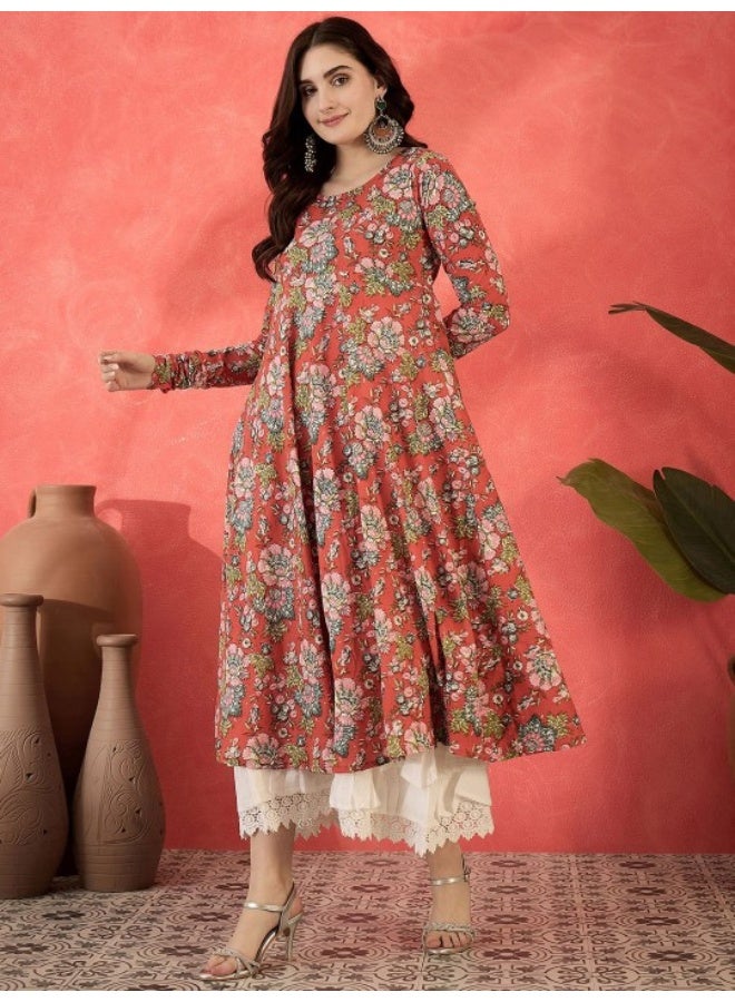 أيه كيه إس فستان ماكسي بأكمام تشوديدار حمراء - Image 3