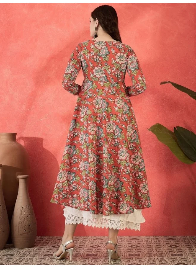 أيه كيه إس فستان ماكسي بأكمام تشوديدار حمراء