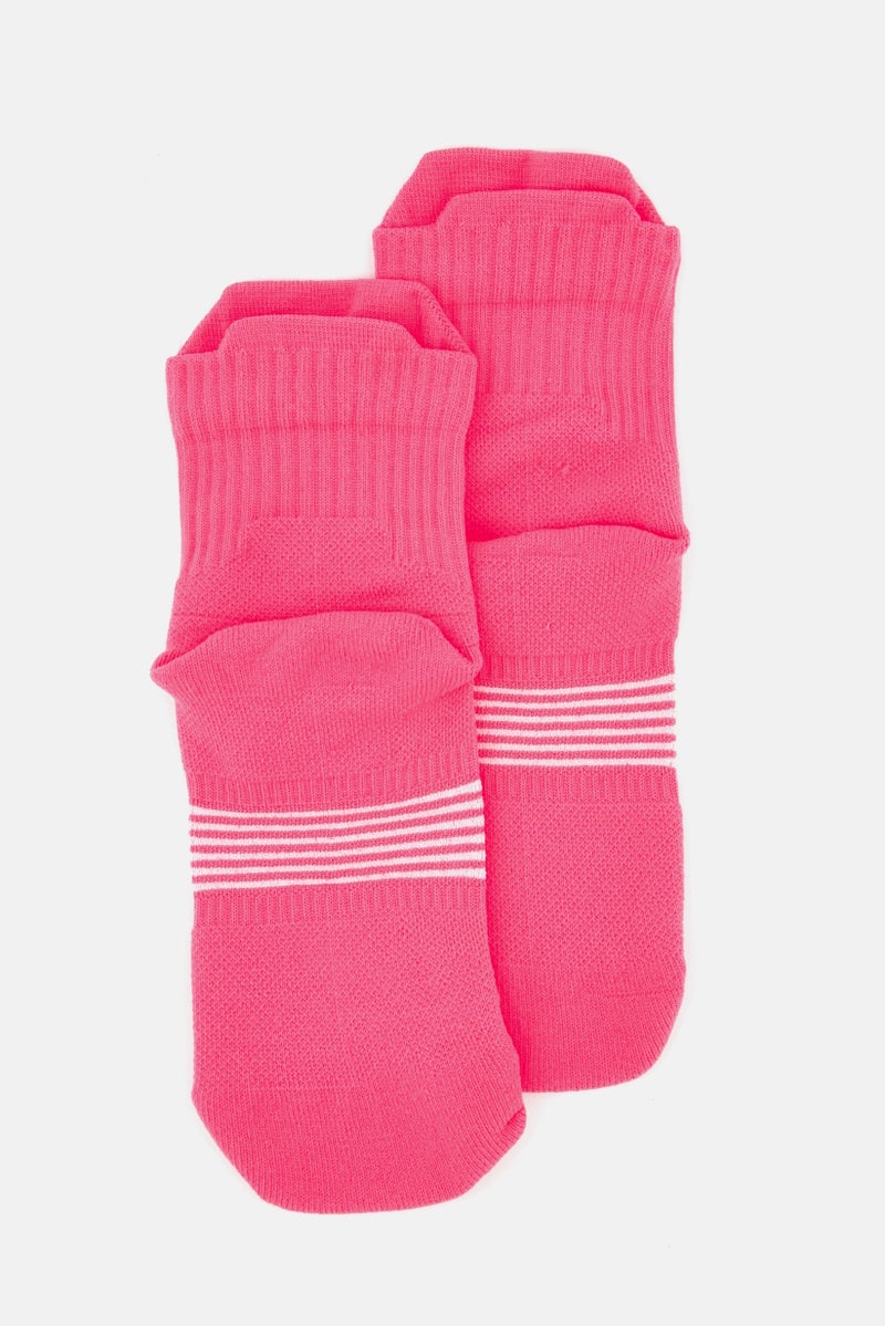 Adidas Women 1 Pair Supernova Performance Quarter Socks, Neon Pink - Image 2