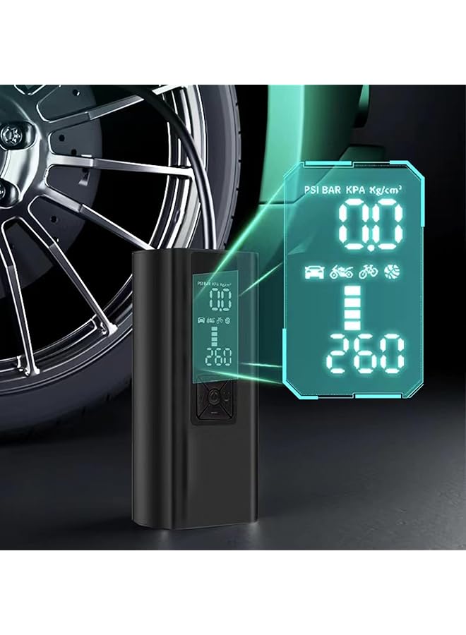 erorex Car Wireless Air Pump Portable Electric Car Pump Car Tire High Pressure Air Pump Tire Inflation Wireless Battery Cordless With Digital Pressure Gauge Bicycle Motorcycle Tires Ball Black - Image 4