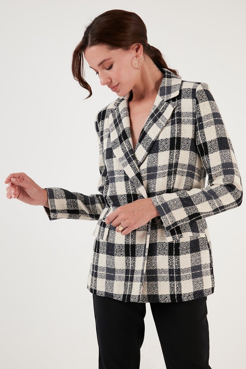 Lela Regular Fit Double Breasted Collar Tweed Blazer Jacket Women's Jacket 611CE0310  - Image 2