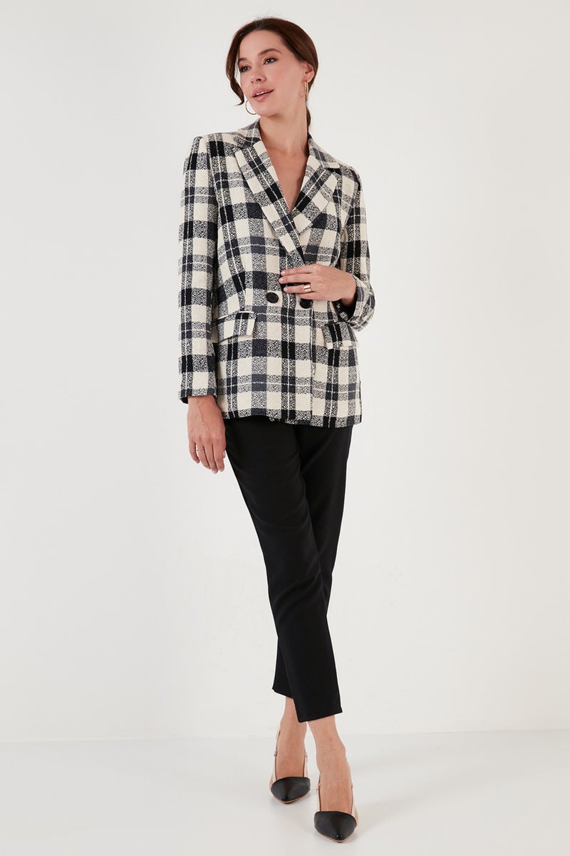 Lela Regular Fit Double Breasted Collar Tweed Blazer Jacket Women's Jacket 611CE0310  - Image 4