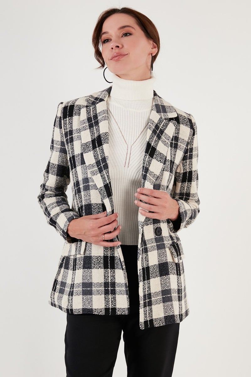 Lela Regular Fit Double Breasted Collar Tweed Blazer Jacket Women's Jacket 611CE0310  - Image 5