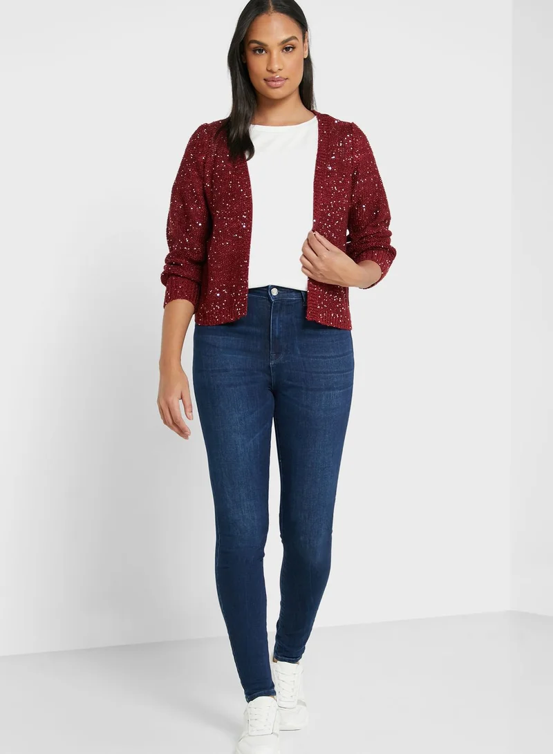 VERO MODA V-Neck Shimmer Cardigan