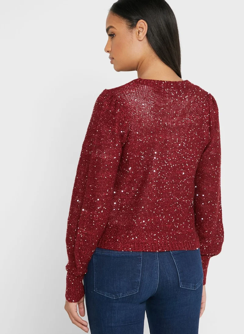 VERO MODA V-Neck Shimmer Cardigan